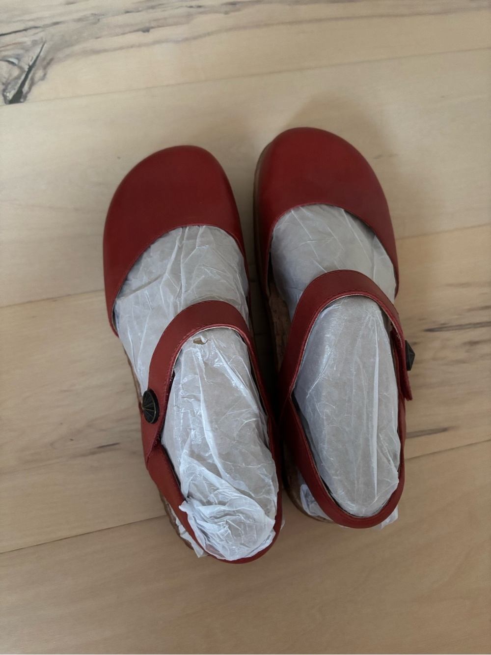 Alegria Red Leather Adjustable Comfort Opal Clog Slingback Wedge Sandals - Picture 12 of 16